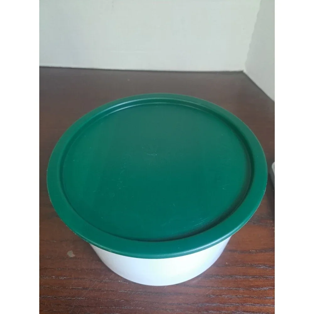 Vtg Tupperware Onetouch Cannister White With Hunter Green Lid 2710A-1
